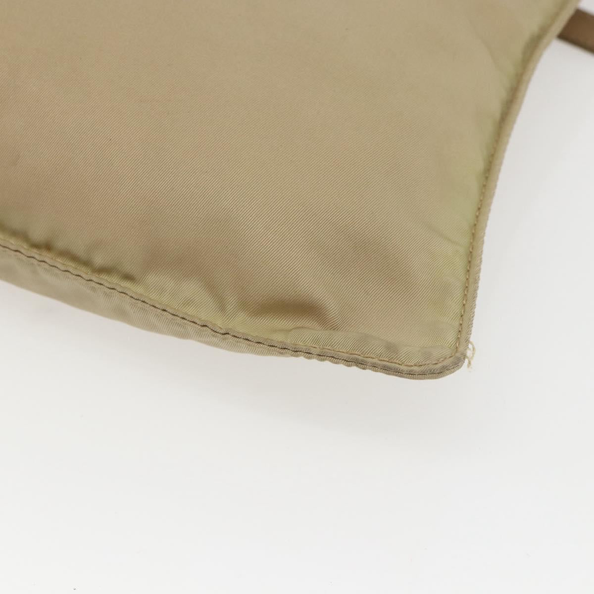 PRADA Shoulder Bag Nylon Beige Silver Auth 156267