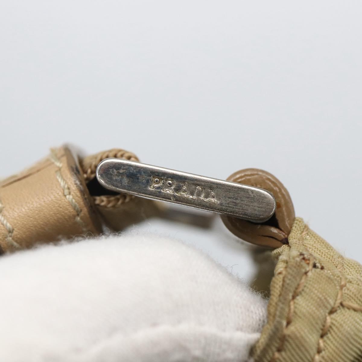 PRADA Shoulder Bag Nylon Beige Silver Auth 156267