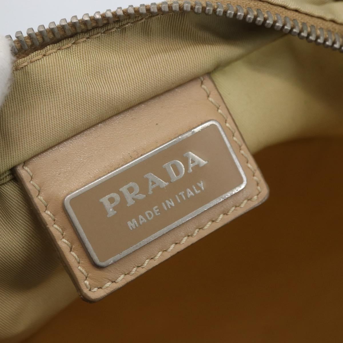 PRADA Shoulder Bag Nylon Beige Silver Auth 156267