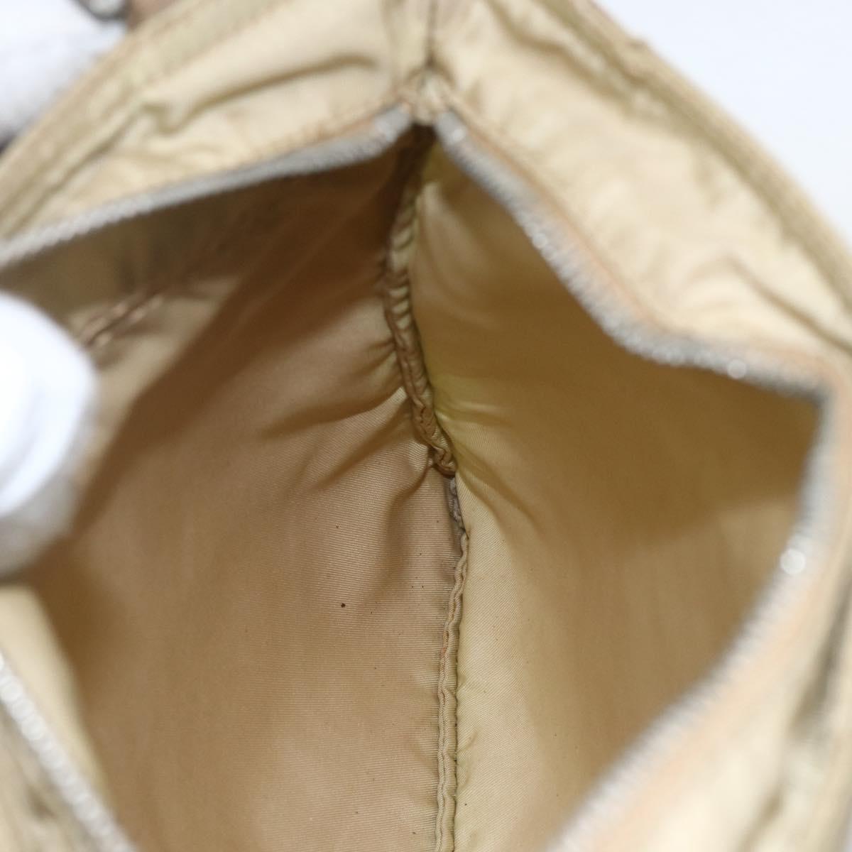 PRADA Shoulder Bag Nylon Beige Silver Auth 156267