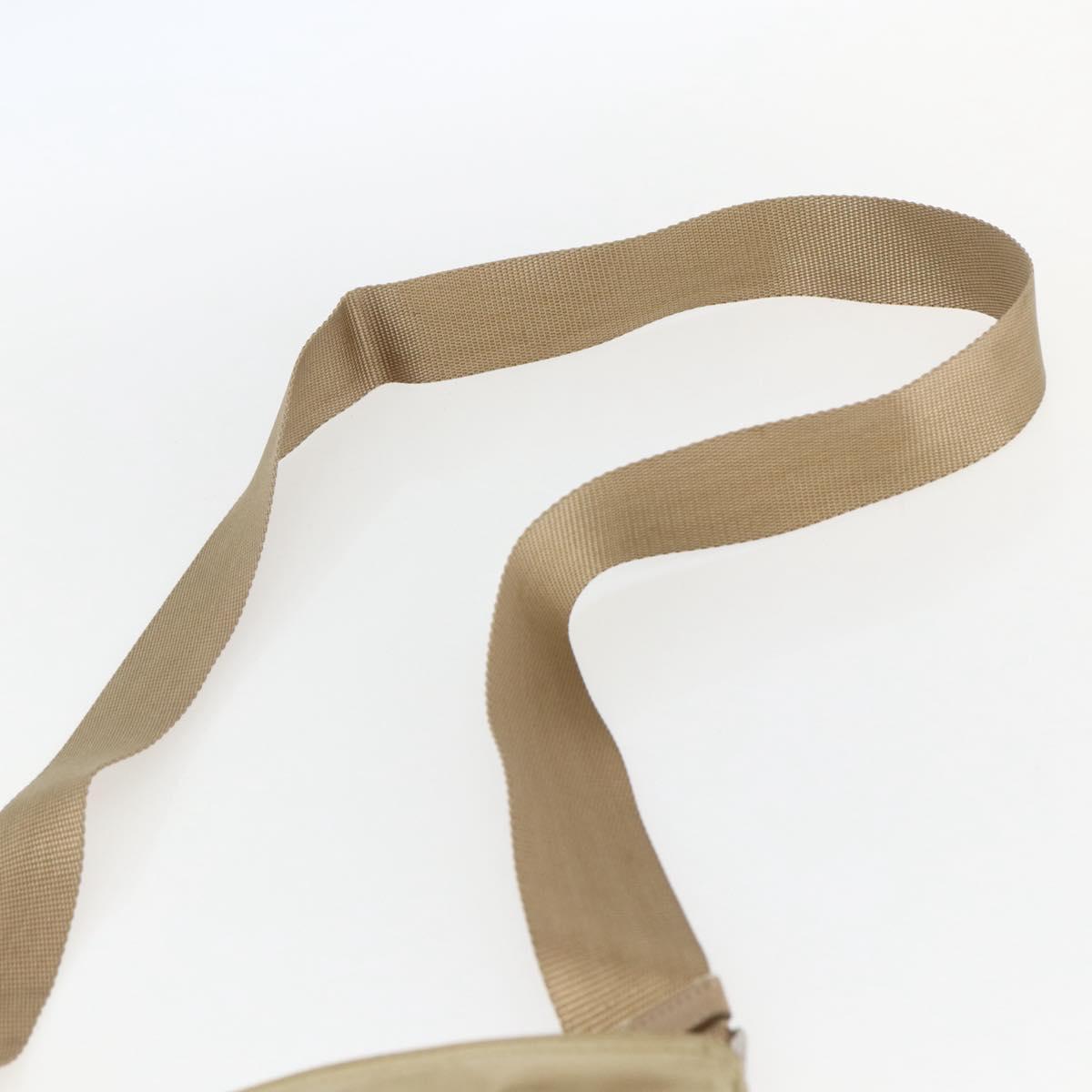 PRADA Shoulder Bag Nylon Beige Silver Auth 156267