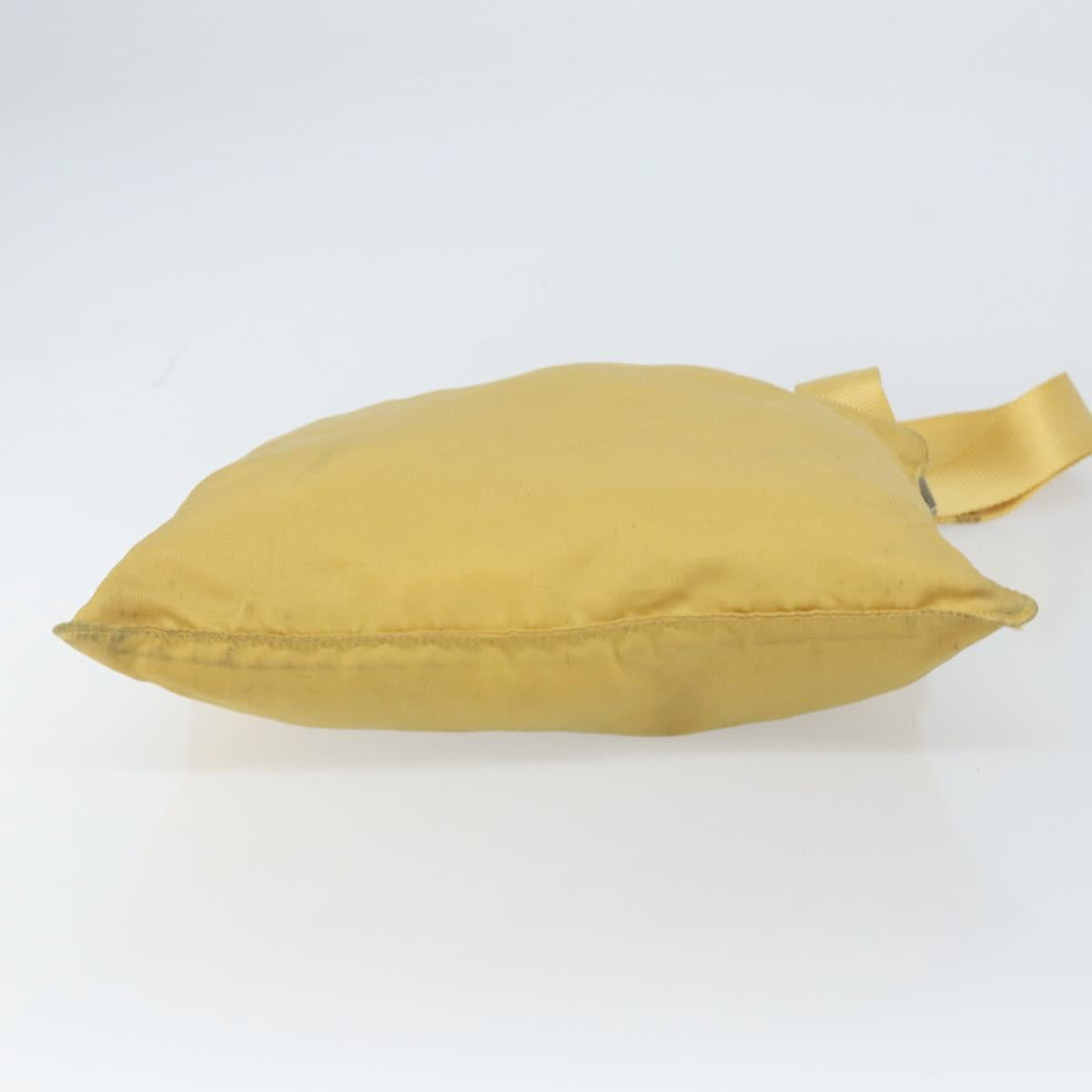 PRADA Shoulder Bag Nylon Yellow Silver Auth 156268