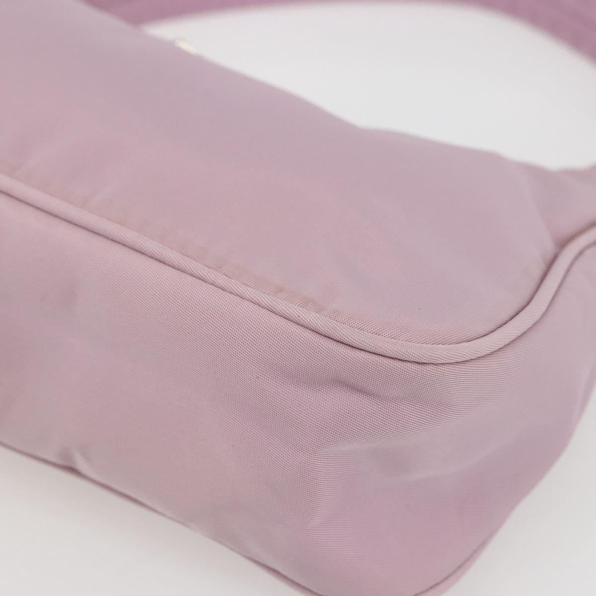 PRADA Hand Bag Nylon Pink Silver Auth 156269