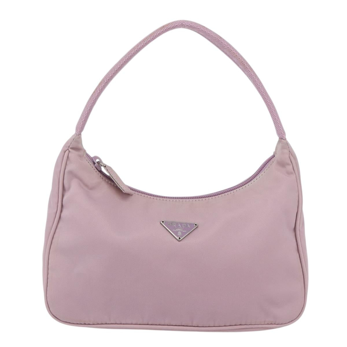 PRADA Hand Bag Nylon Pink Silver Auth 156269