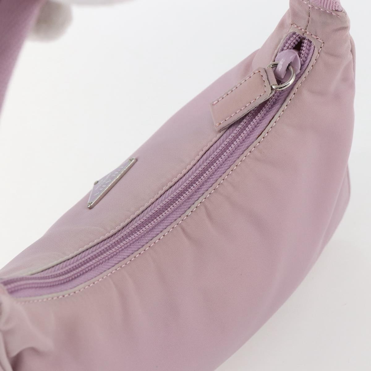 PRADA Hand Bag Nylon Pink Silver Auth 156269