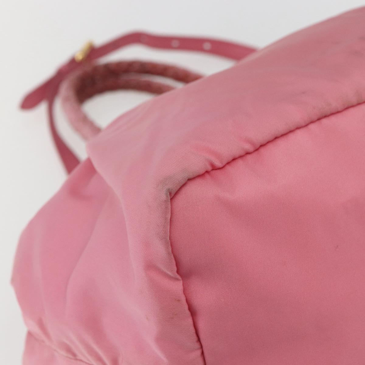 PRADA Hand Bag Nylon 2way Pink Gold Auth 156270