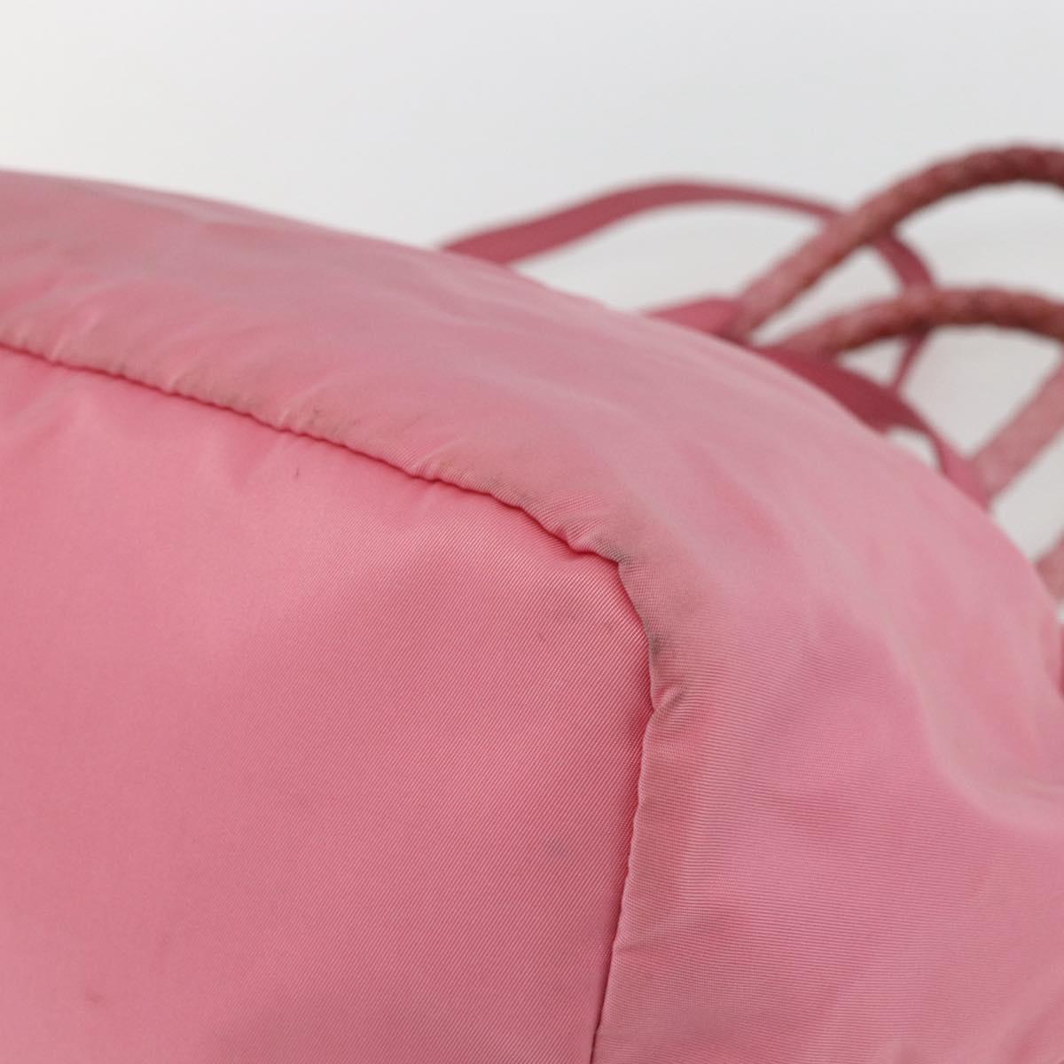 PRADA Hand Bag Nylon 2way Pink Gold Auth 156270