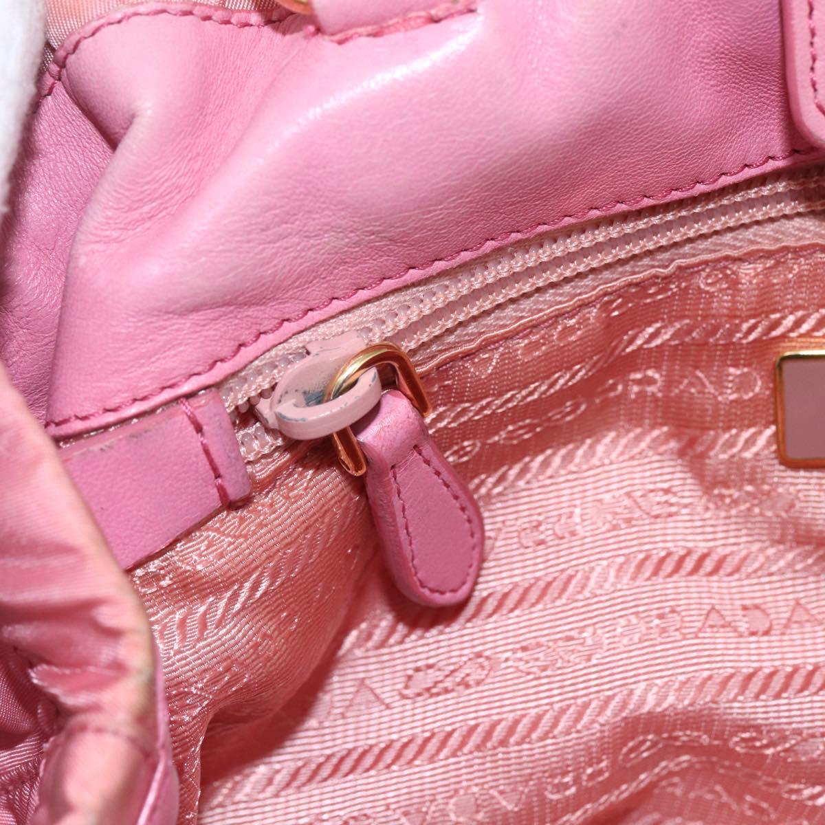 PRADA Hand Bag Nylon 2way Pink Gold Auth 156270