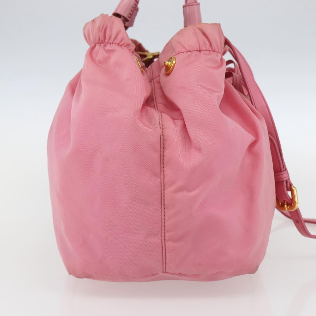 PRADA Hand Bag Nylon 2way Pink Gold Auth 156270