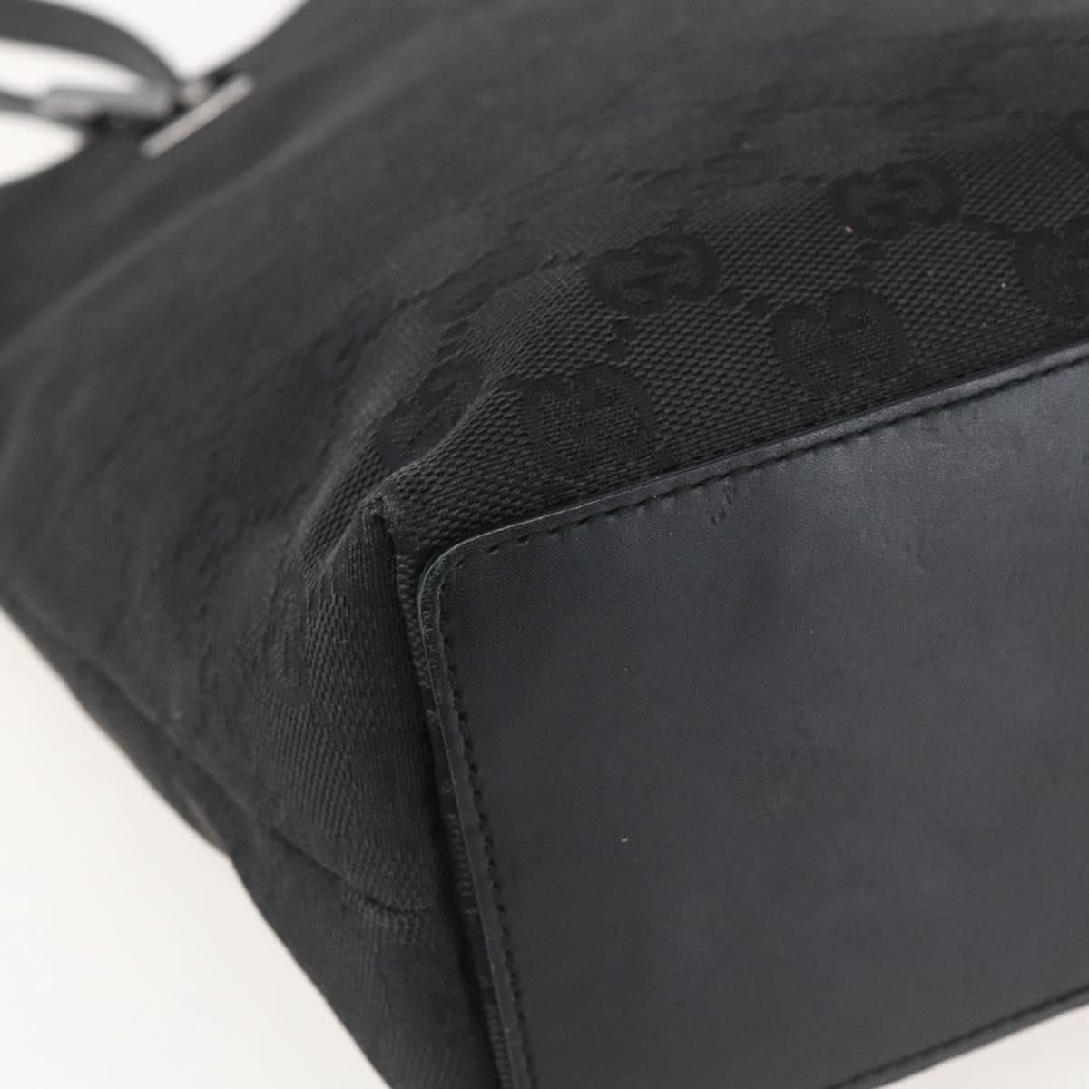 GUCCI GG Canvas Tote Bag Black Silver 31244 Auth 156271