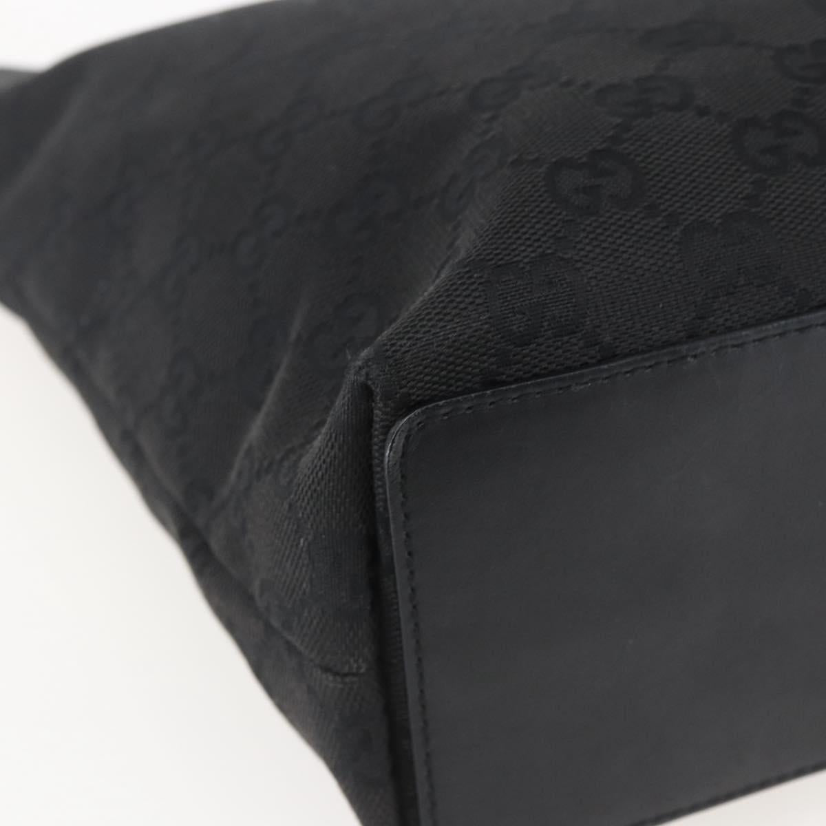 GUCCI GG Canvas Tote Bag Black Silver 31244 Auth 156271