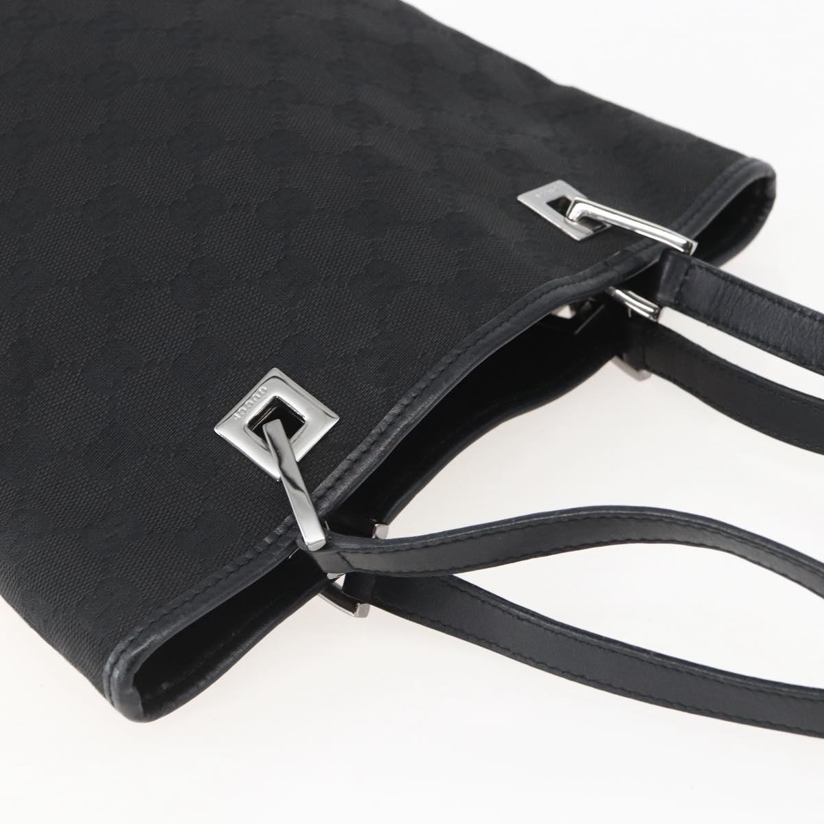 GUCCI GG Canvas Tote Bag Black Silver 31244 Auth 156271