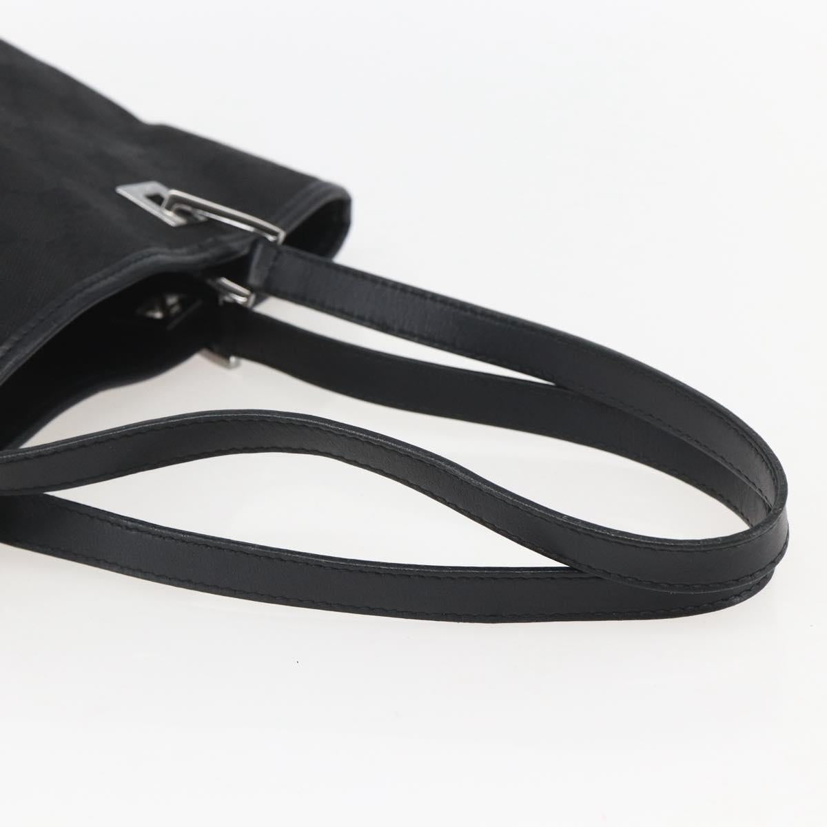 GUCCI GG Canvas Tote Bag Black Silver 31244 Auth 156271