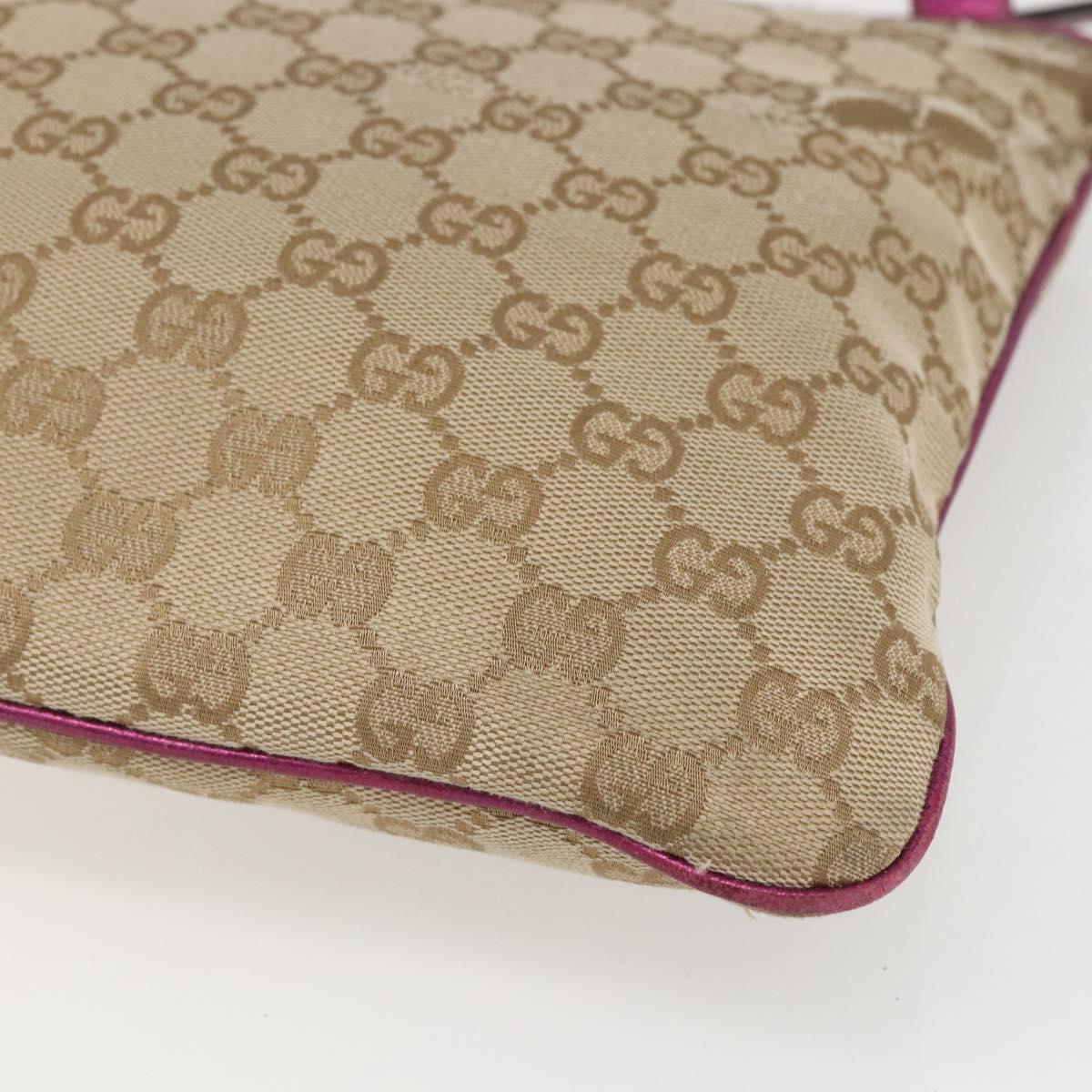 GUCCI GG Canvas Shoulder Bag Beige Pink gold 144388 Auth 156272