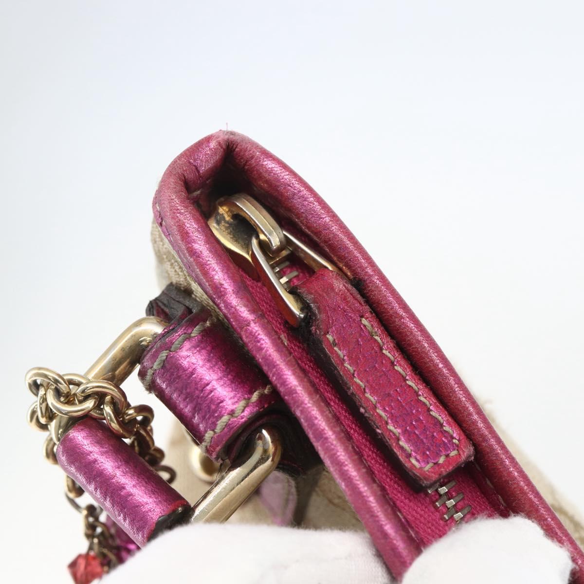 GUCCI GG Canvas Shoulder Bag Beige Pink gold 144388 Auth 156272