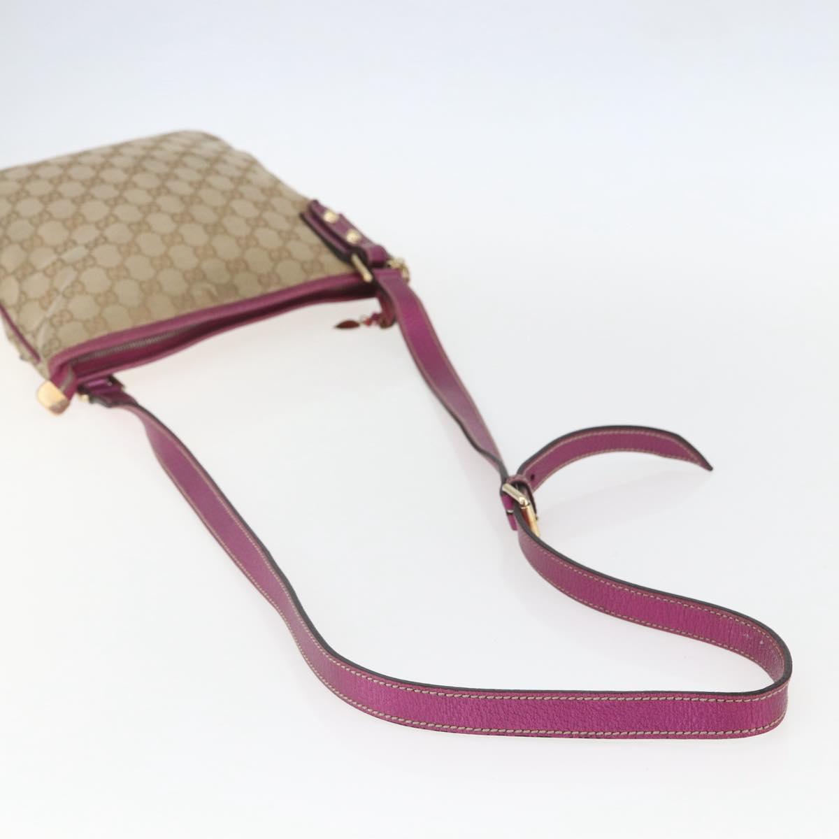 GUCCI GG Canvas Shoulder Bag Beige Pink gold 144388 Auth 156272