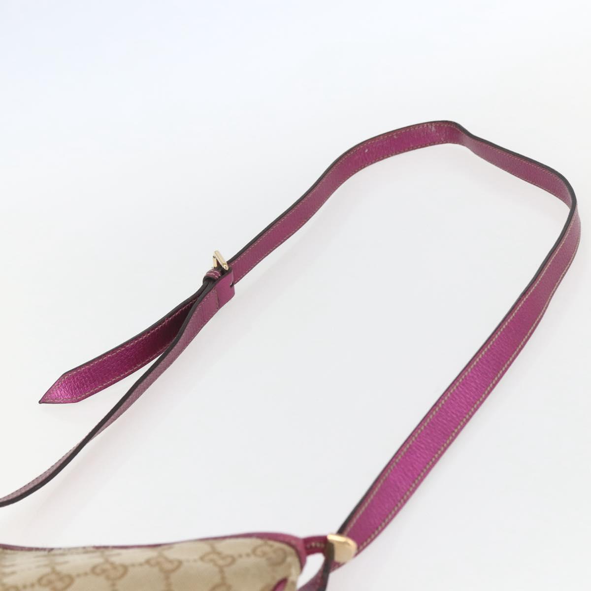 GUCCI GG Canvas Shoulder Bag Beige Pink gold 144388 Auth 156272