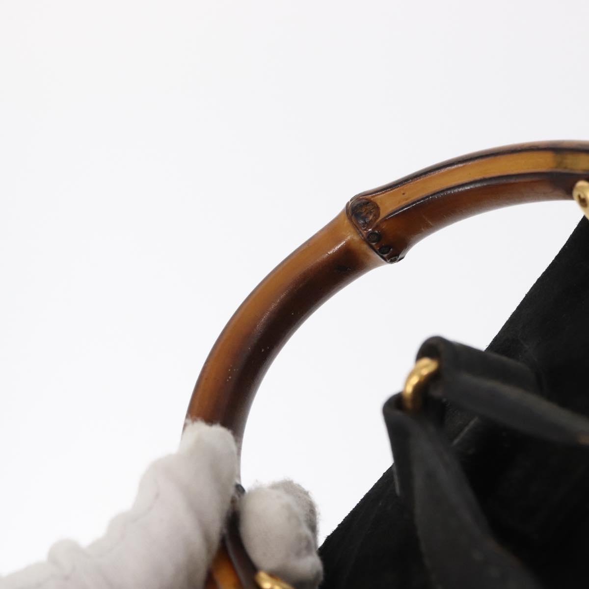 GUCCI Bamboo Backpack Leather Black Gold 003 2058 0030 Auth 156278