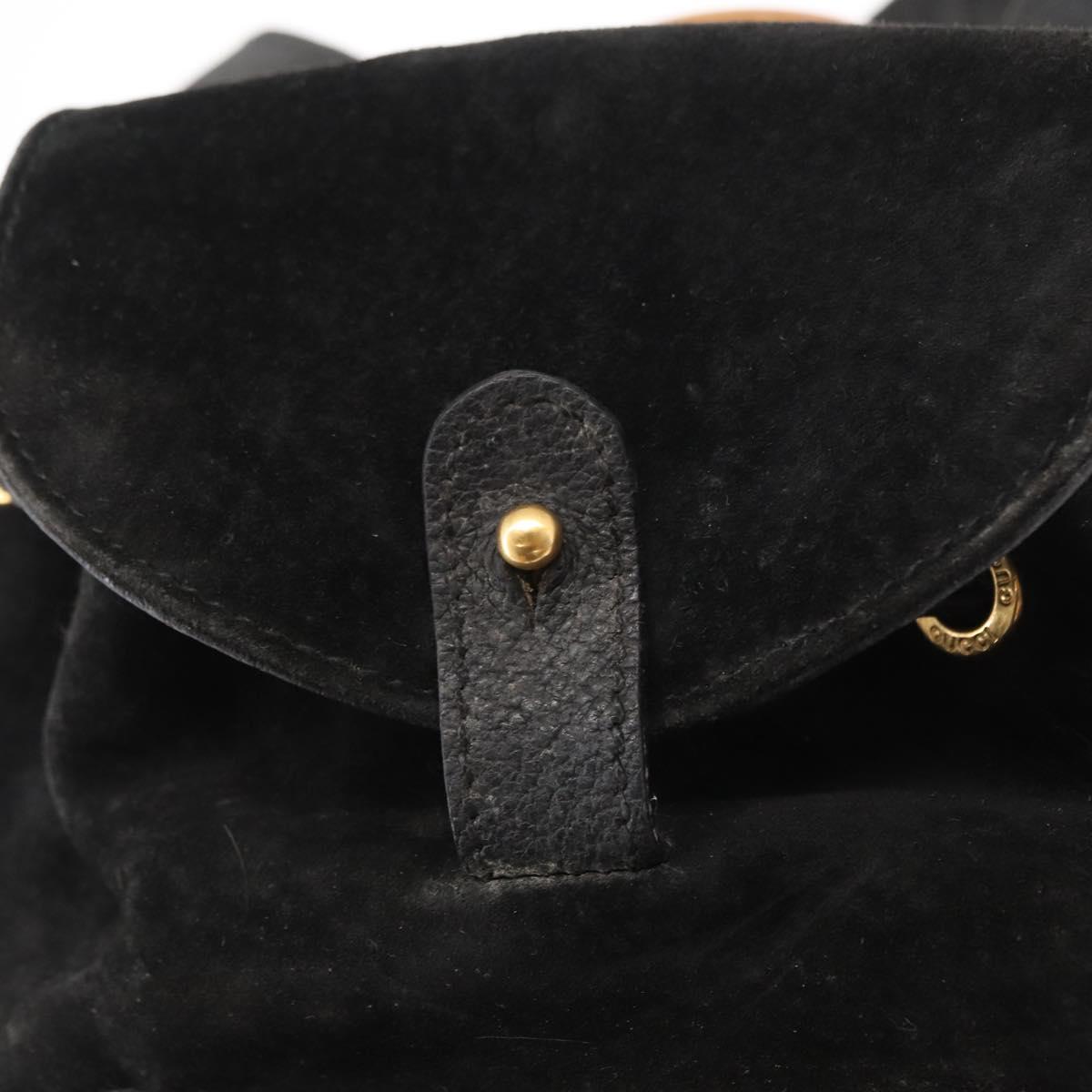 GUCCI Bamboo Backpack Leather Black Gold 003 2058 0030 Auth 156278