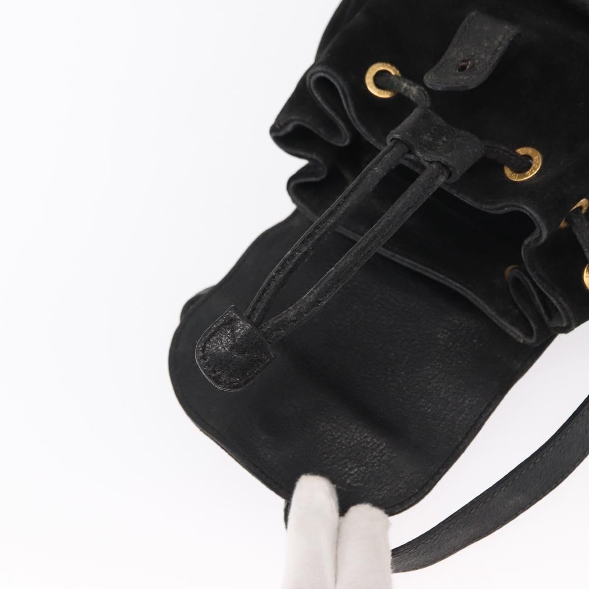 GUCCI Bamboo Backpack Leather Black Gold 003 2058 0030 Auth 156278