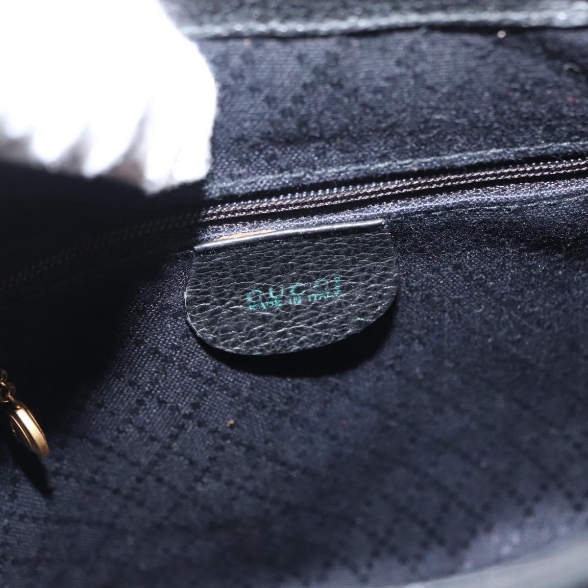 GUCCI Bamboo Backpack Leather Black Gold 003 2058 0030 Auth 156278