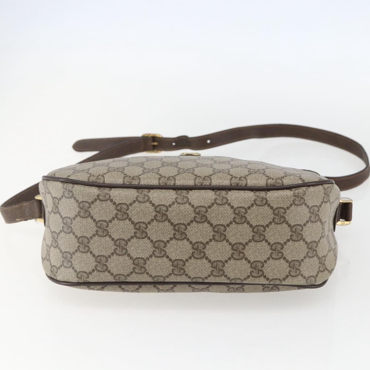 GUCCI GG Supreme Web Sherry Line Bag PVC Beige Gold 89 02 077 Auth 156279