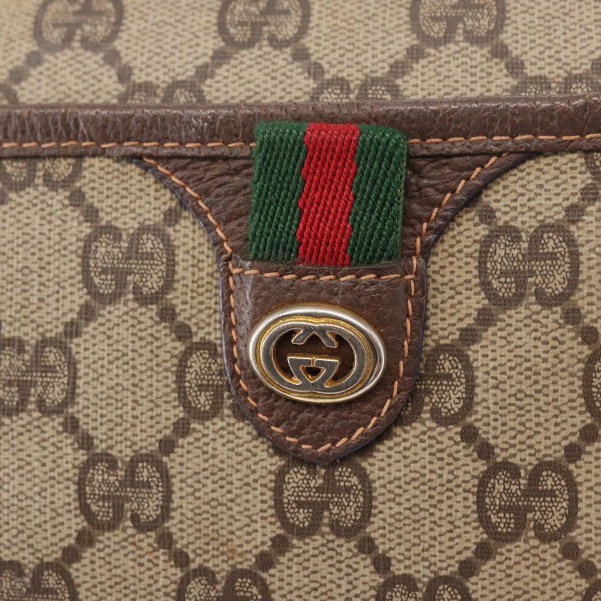 GUCCI GG Supreme Web Sherry Line Bag PVC Beige Gold 89 02 077 Auth 156280