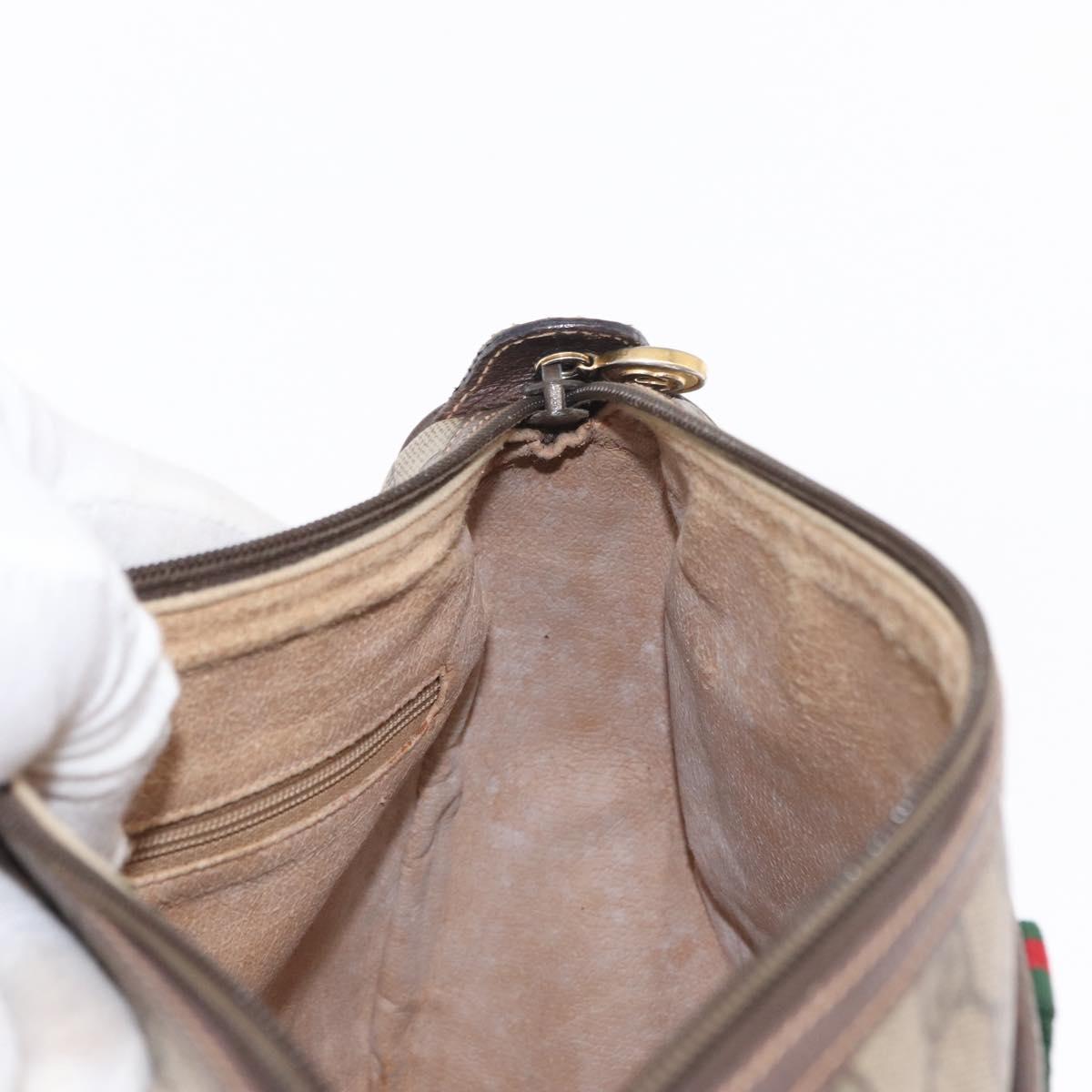 GUCCI GG Supreme Web Sherry Line Bag PVC Beige Gold 89 02 077 Auth 156280