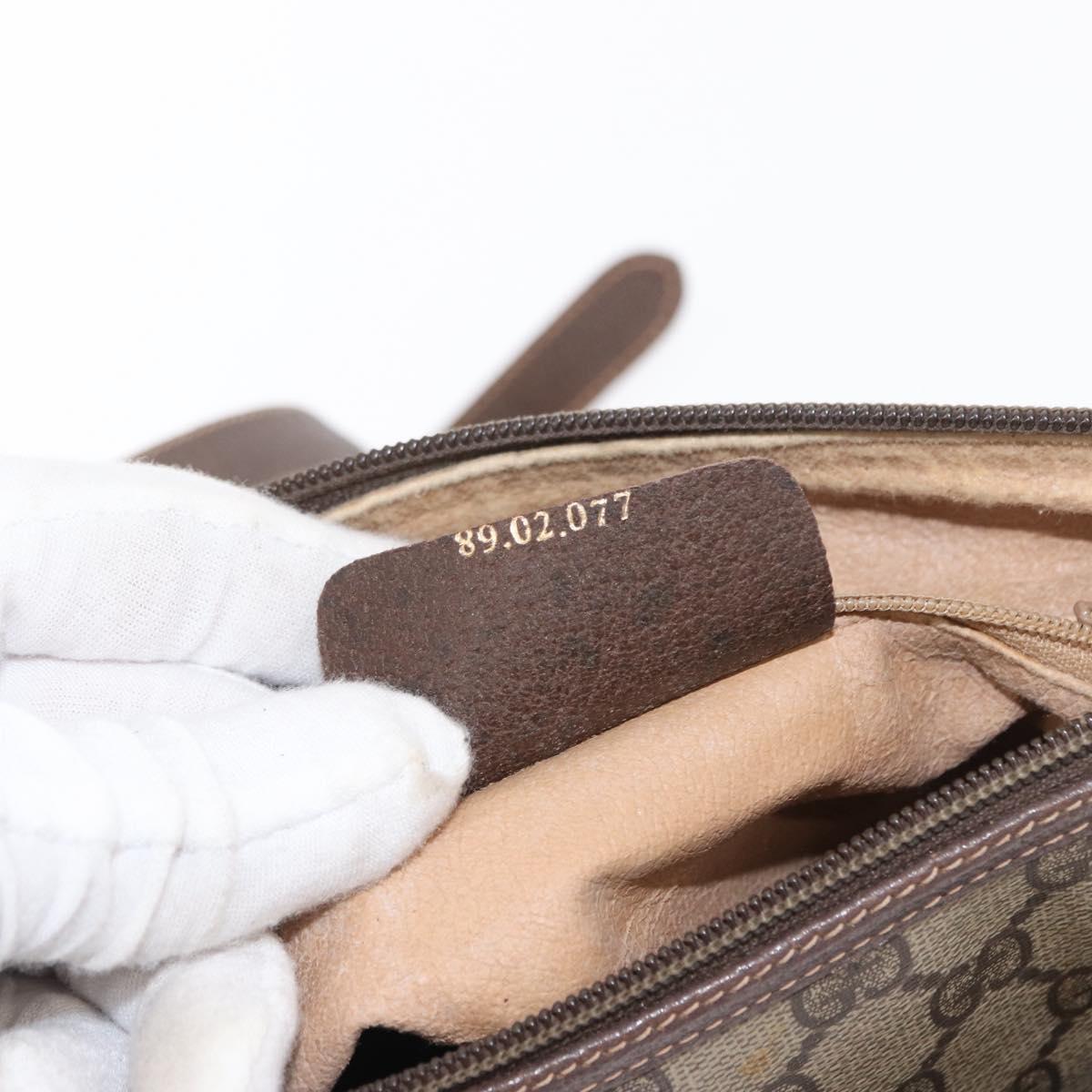 GUCCI GG Supreme Web Sherry Line Bag PVC Beige Gold 89 02 077 Auth 156280