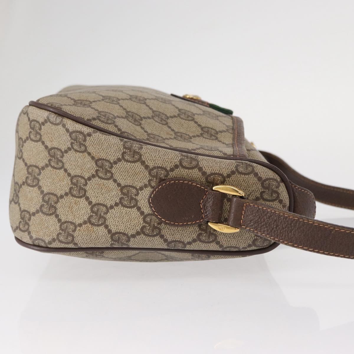GUCCI GG Supreme Web Sherry Line Bag PVC Beige Gold 89 02 077 Auth 156280