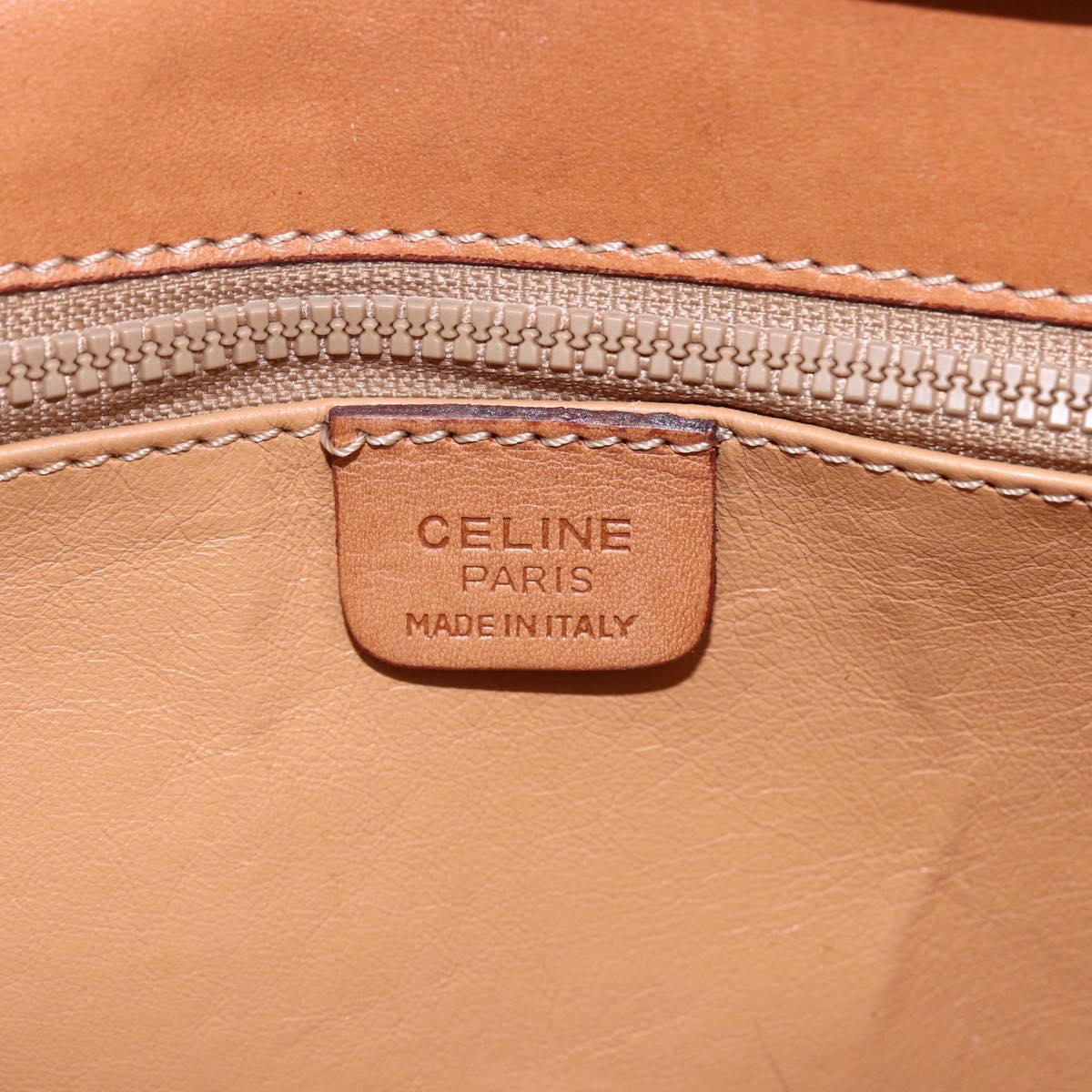 CELINE Macadam Canvas Shoulder Bag PVC Leather Brown Gold Auth 156281