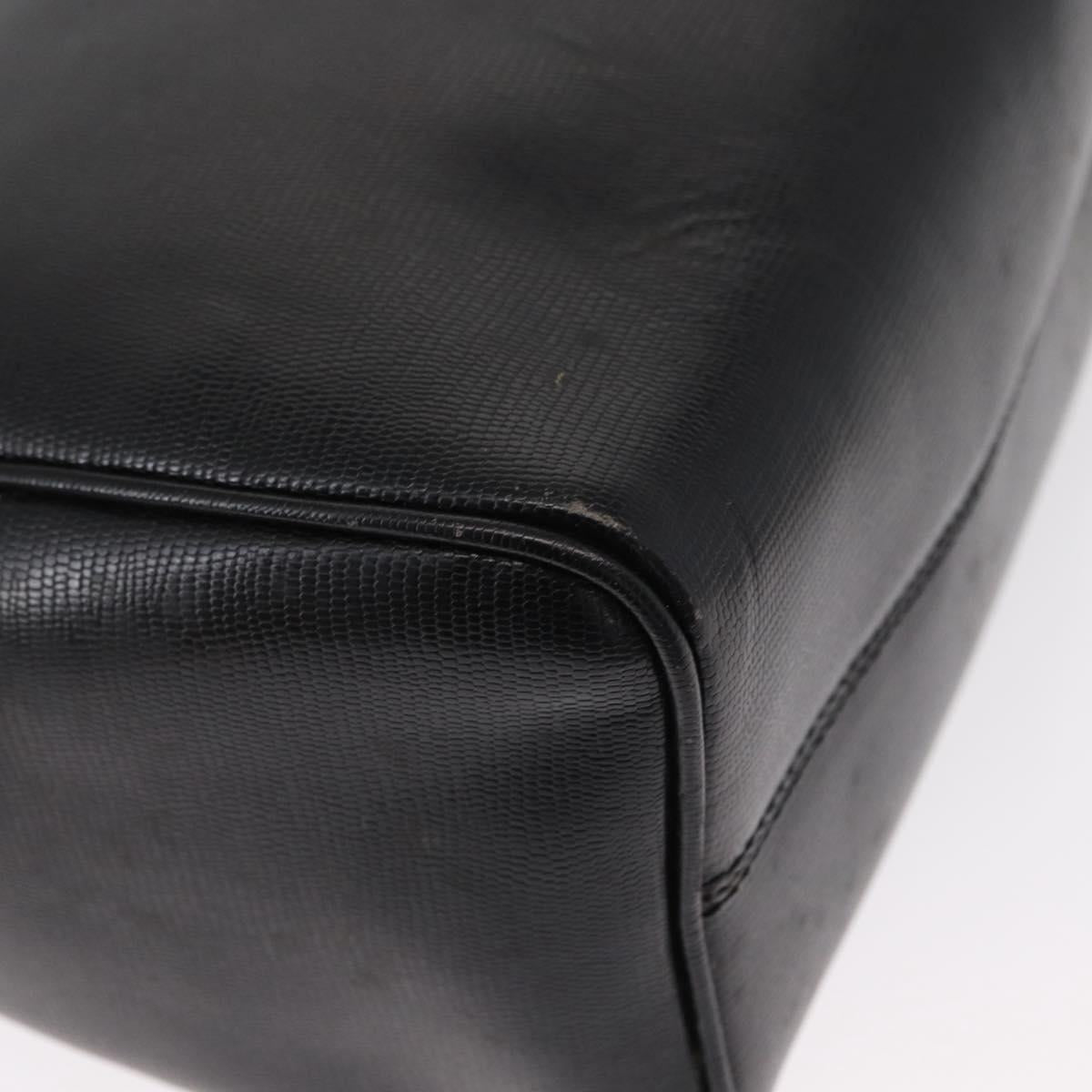 CELINE Circle Shoulder Bag Leather Black Gold Auth 156282