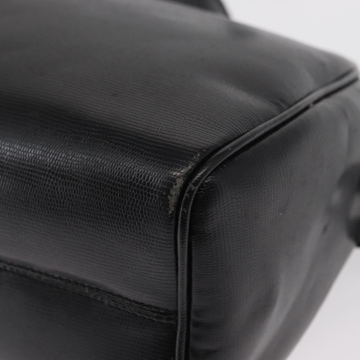 CELINE Circle Shoulder Bag Leather Black Gold Auth 156282