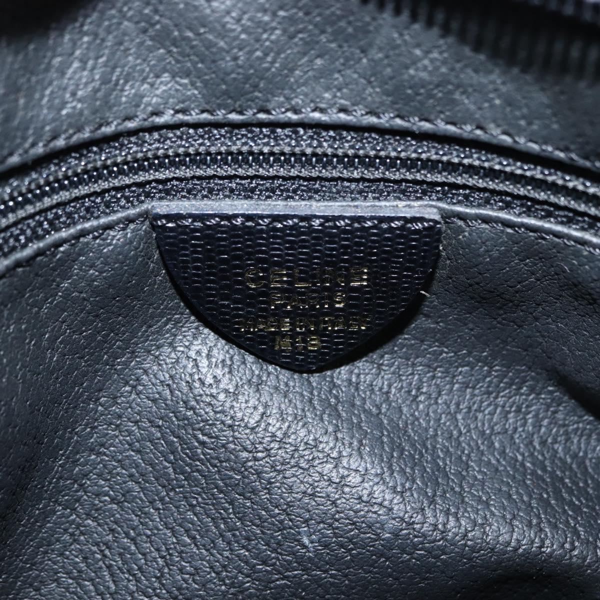 CELINE Circle Shoulder Bag Leather Black Gold Auth 156282