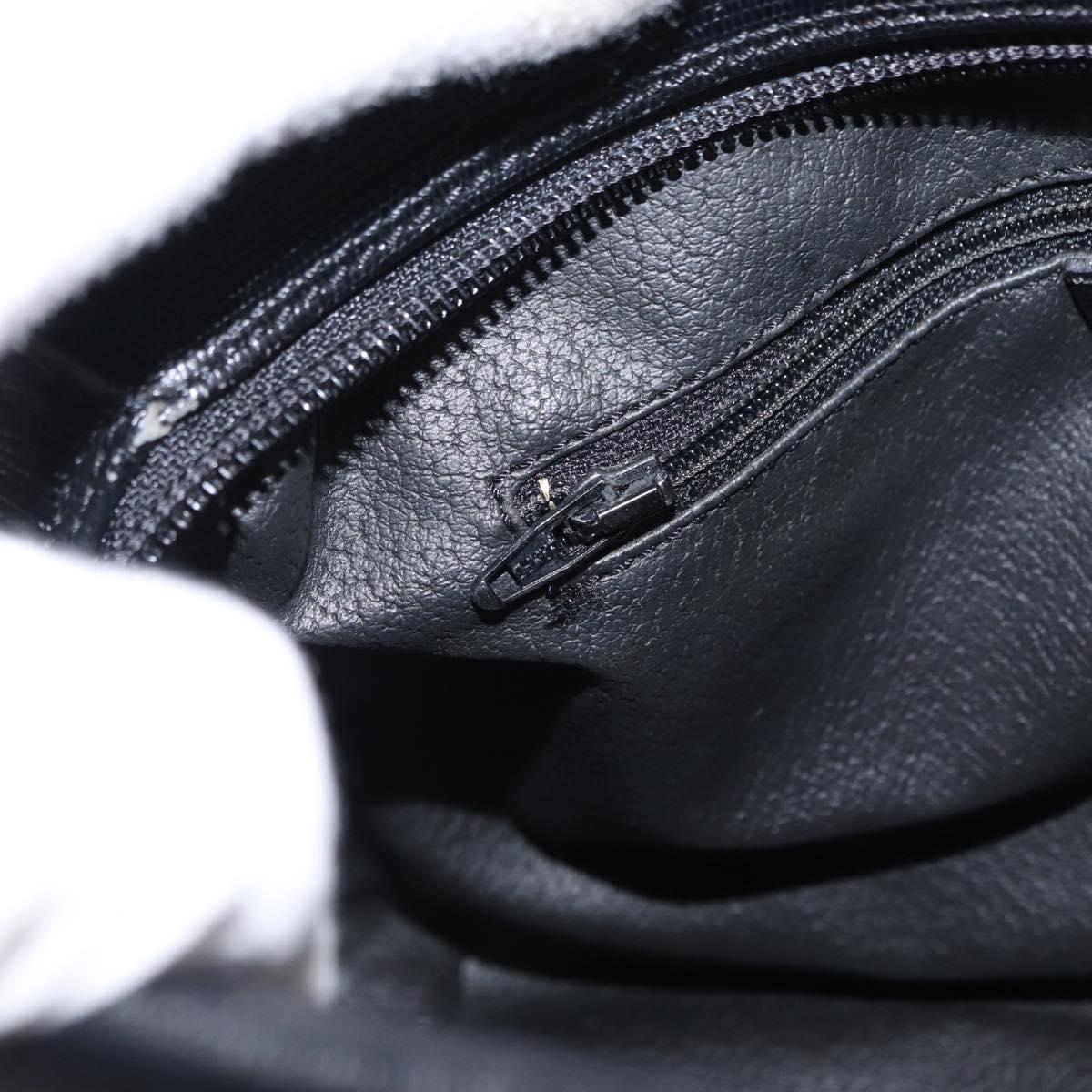 CELINE Circle Shoulder Bag Leather Black Gold Auth 156282