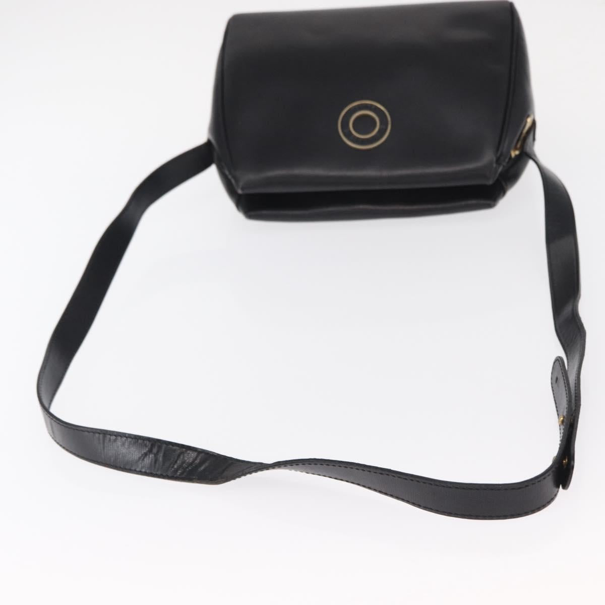 CELINE Circle Shoulder Bag Leather Black Gold Auth 156282
