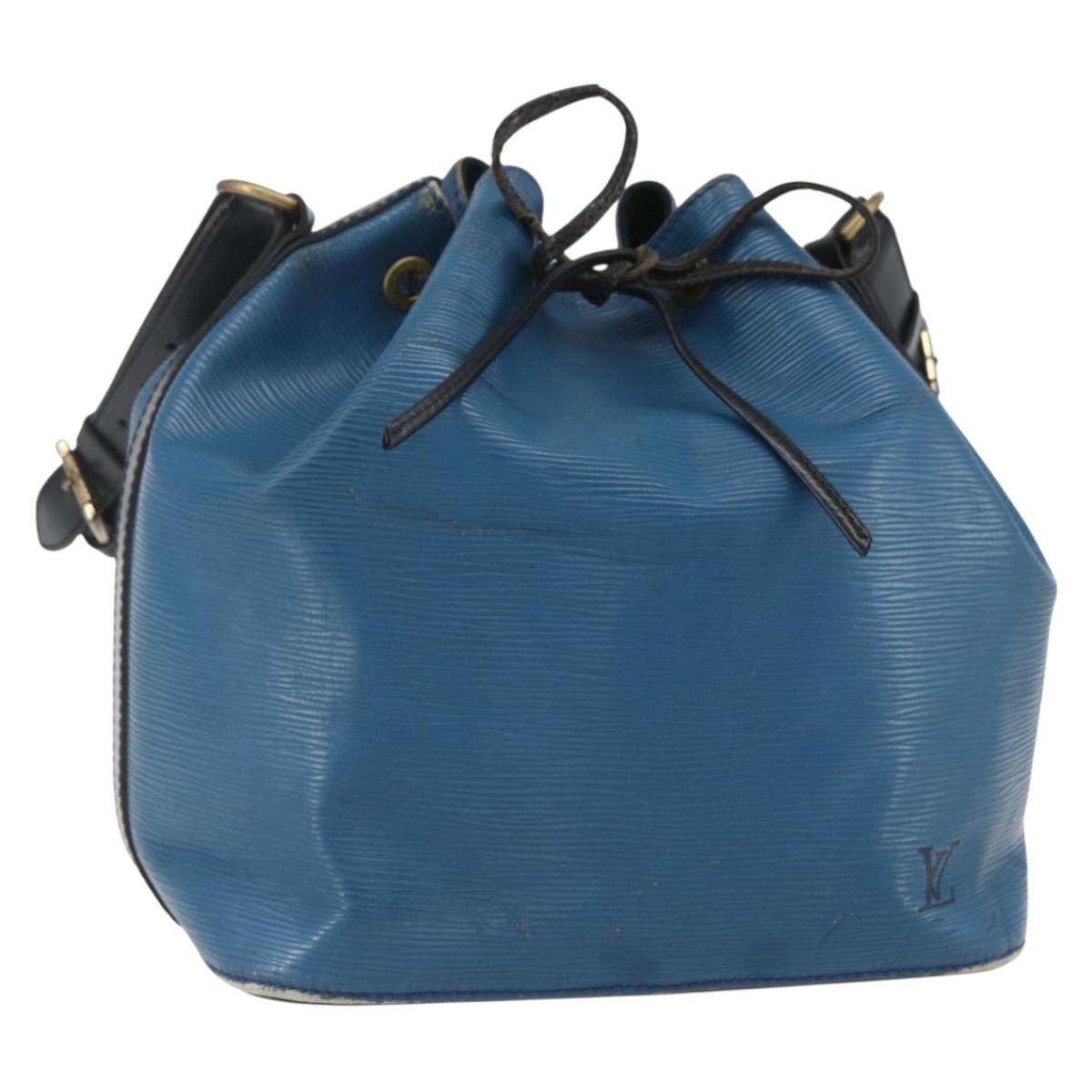 LOUIS VUITTON Epi Petit Noe Bag Bicolor Black Blue M44152 LV Auth 156287