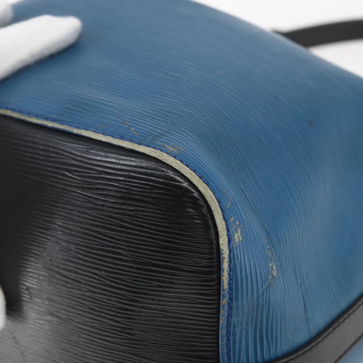 LOUIS VUITTON Epi Petit Noe Bag Bicolor Black Blue M44152 LV Auth 156287