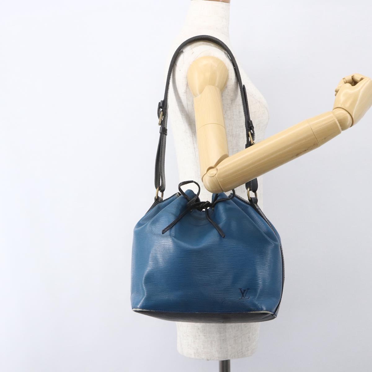 LOUIS VUITTON Epi Petit Noe Bag Bicolor Black Blue M44152 LV Auth 156287