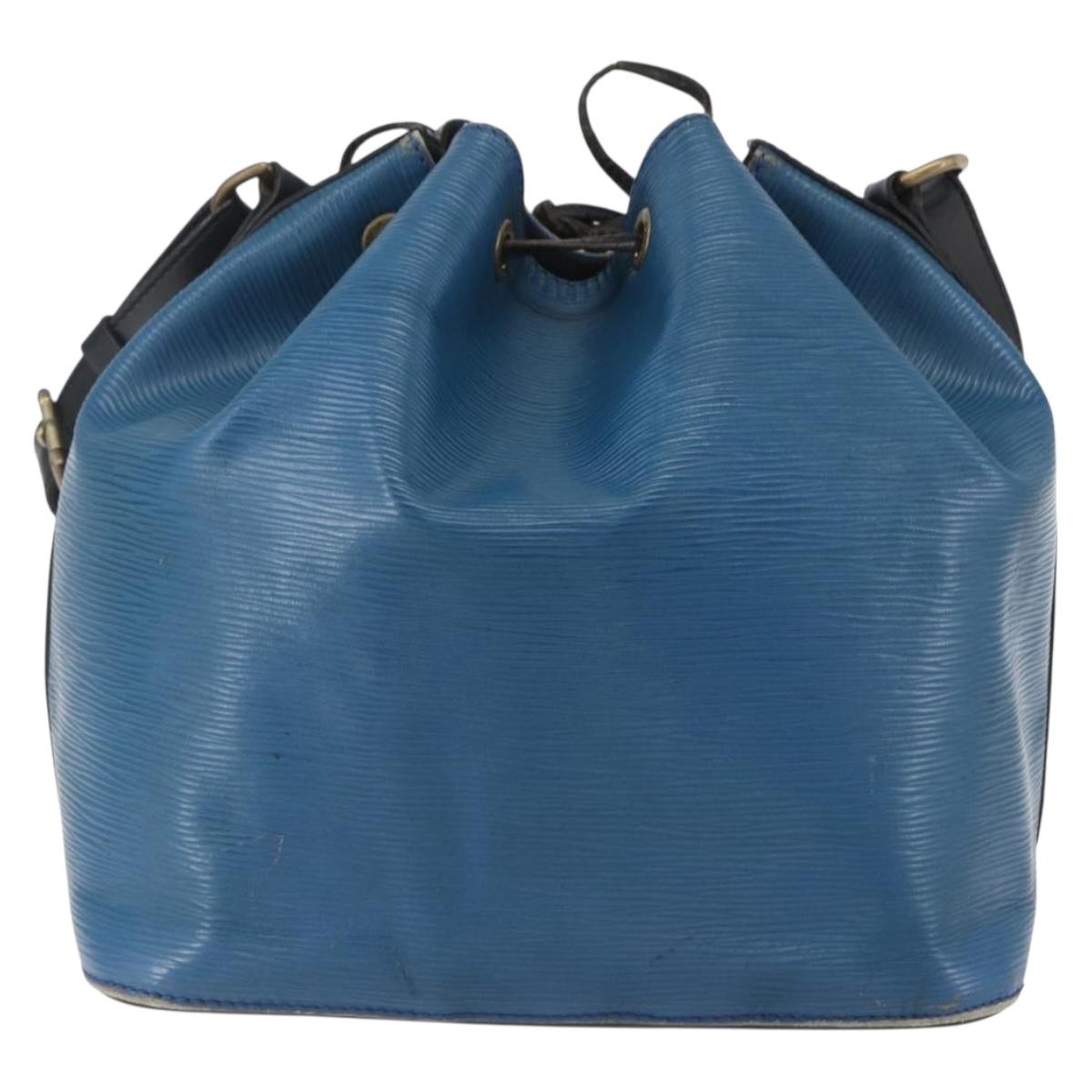 LOUIS VUITTON Epi Petit Noe Bag Bicolor Black Blue M44152 LV Auth 156287