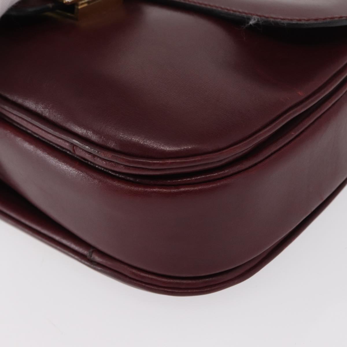 CELINE Horse Carriage Shoulder Bag Leather Bordeaux Gold Auth 156289