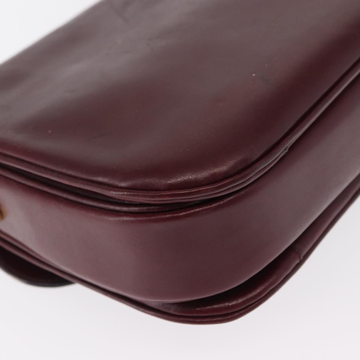 CELINE Horse Carriage Shoulder Bag Leather Bordeaux Gold Auth 156289