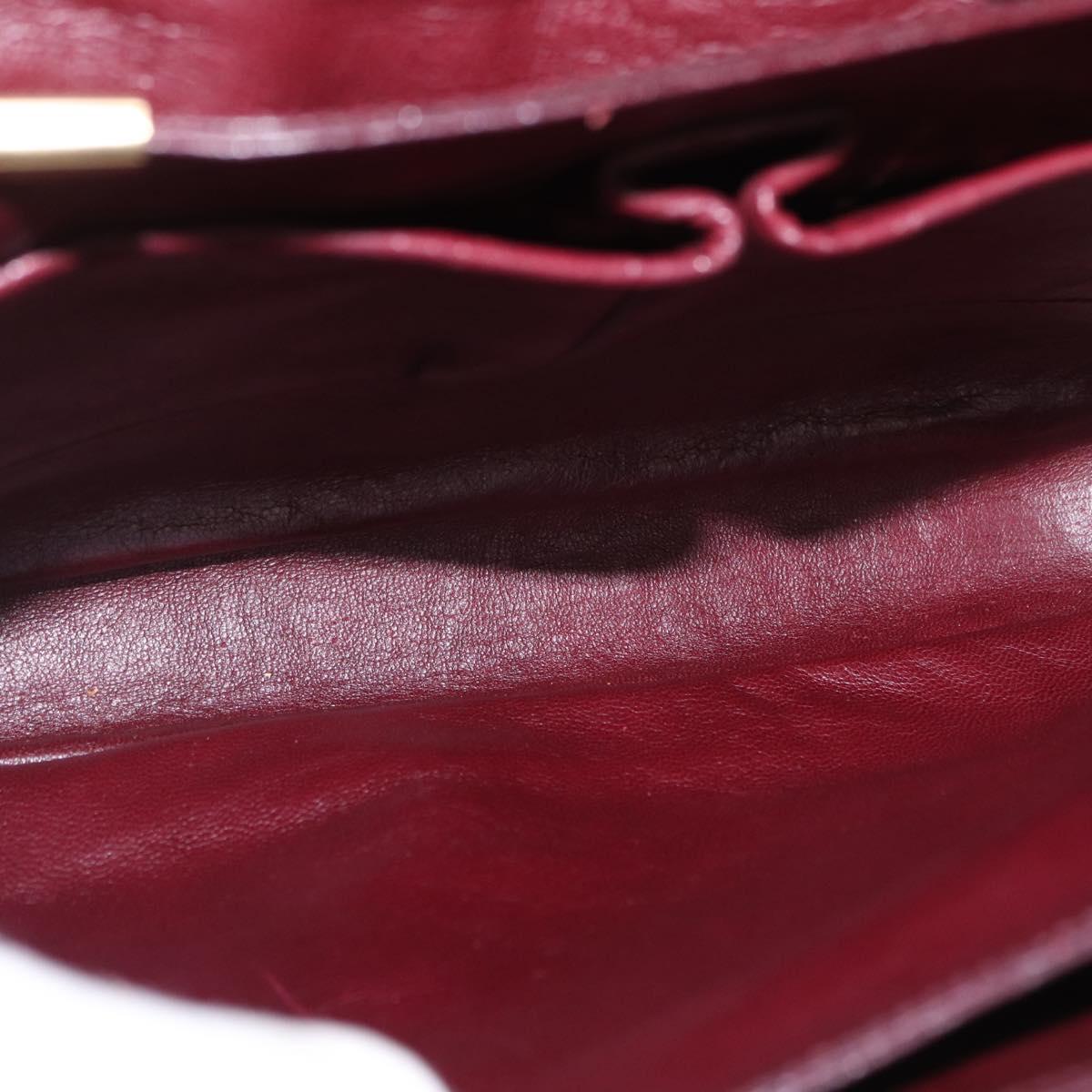 CELINE Horse Carriage Shoulder Bag Leather Bordeaux Gold Auth 156289