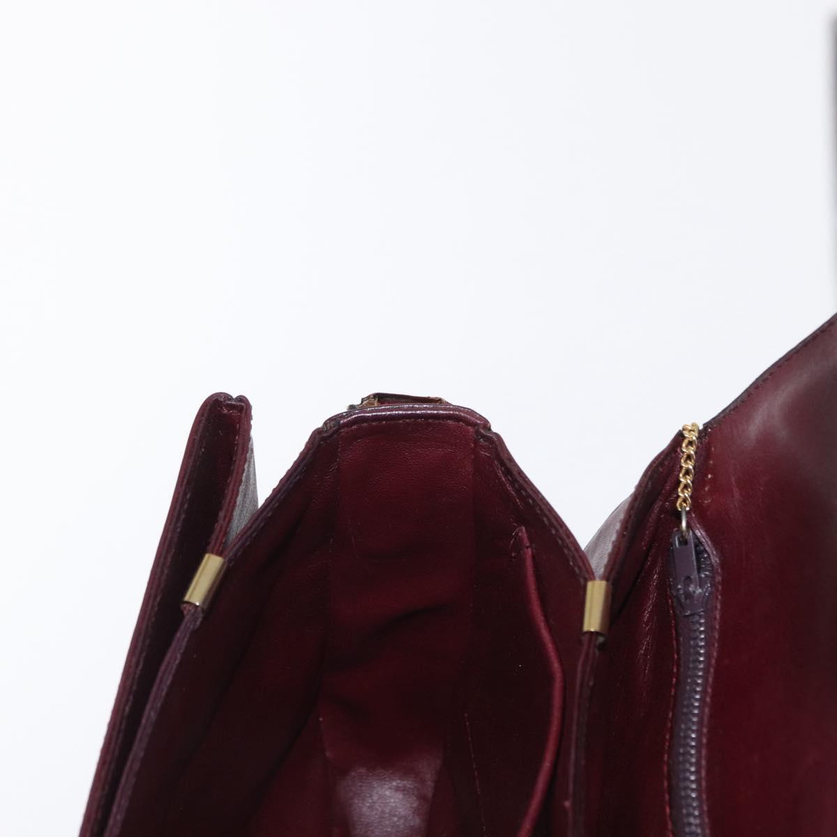 CELINE Horse Carriage Shoulder Bag Leather Bordeaux Gold Auth 156289