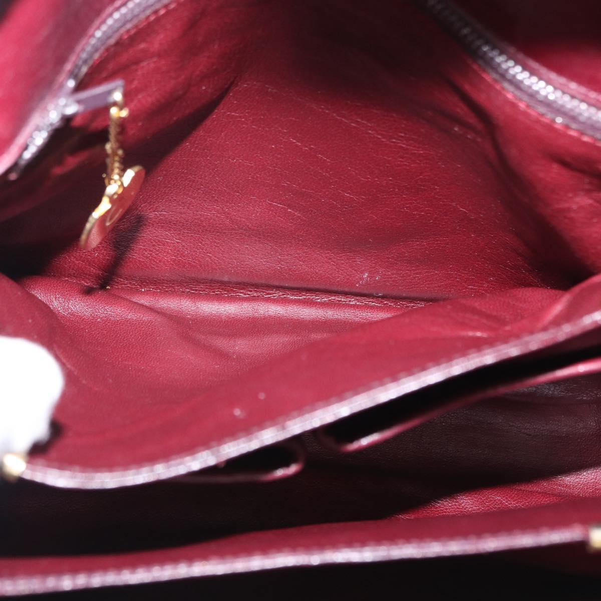 CELINE Horse Carriage Shoulder Bag Leather Bordeaux Gold Auth 156289