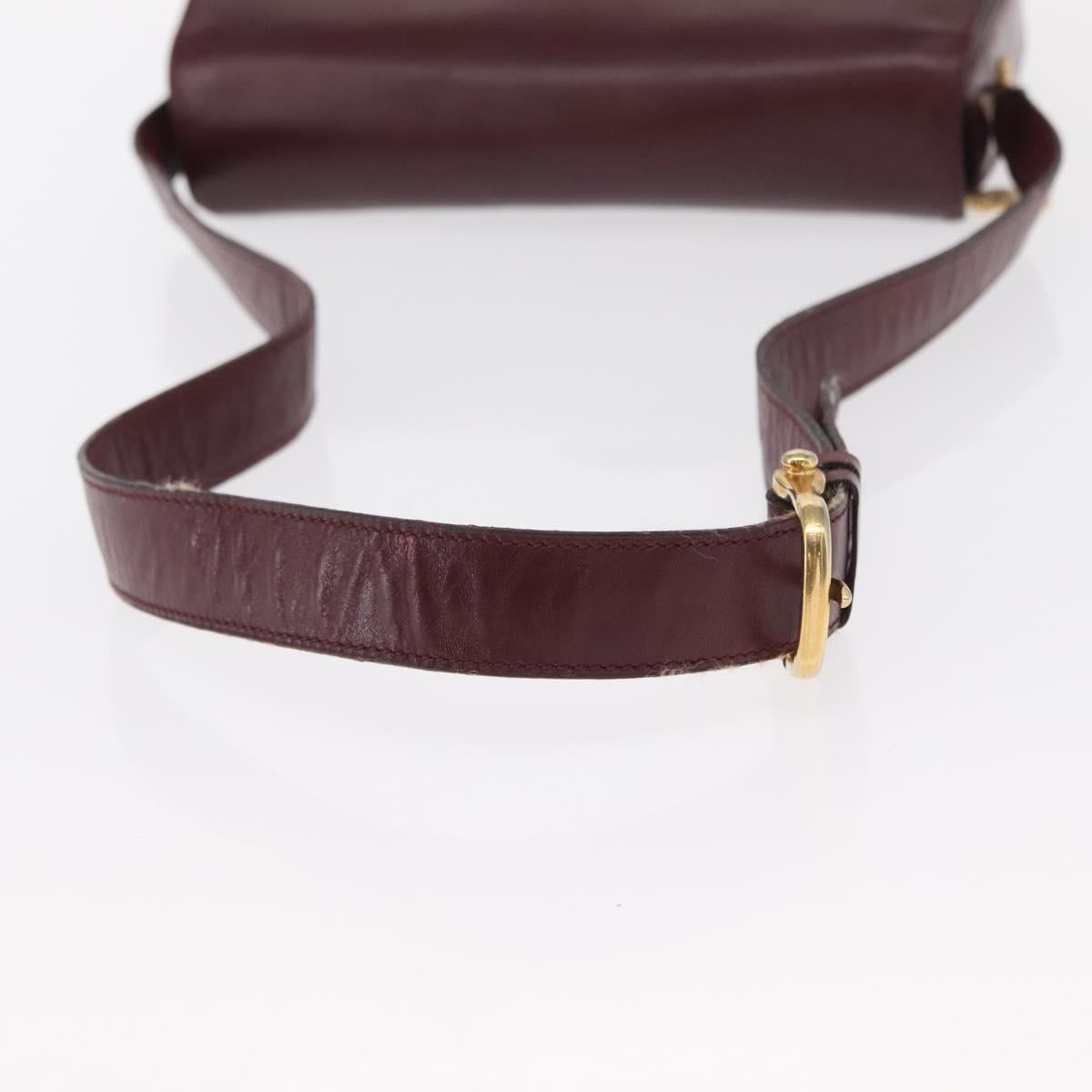 CELINE Horse Carriage Shoulder Bag Leather Bordeaux Gold Auth 156289