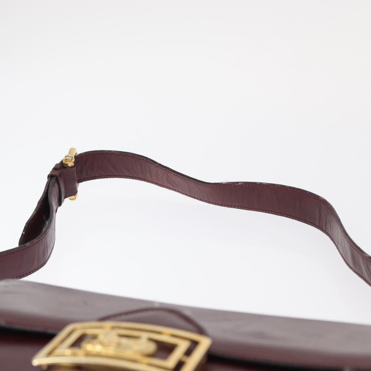 CELINE Horse Carriage Shoulder Bag Leather Bordeaux Gold Auth 156289
