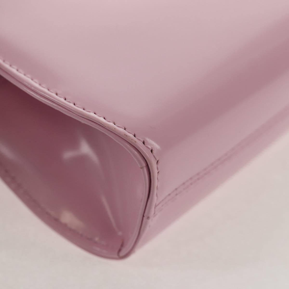 Salvatore Ferragamo Chain Gancini Shoulder Pouch Enamel 2way Pink Auth 156294V