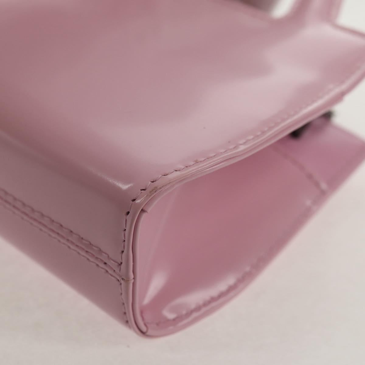 Salvatore Ferragamo Chain Gancini Shoulder Pouch Enamel 2way Pink Auth 156294V