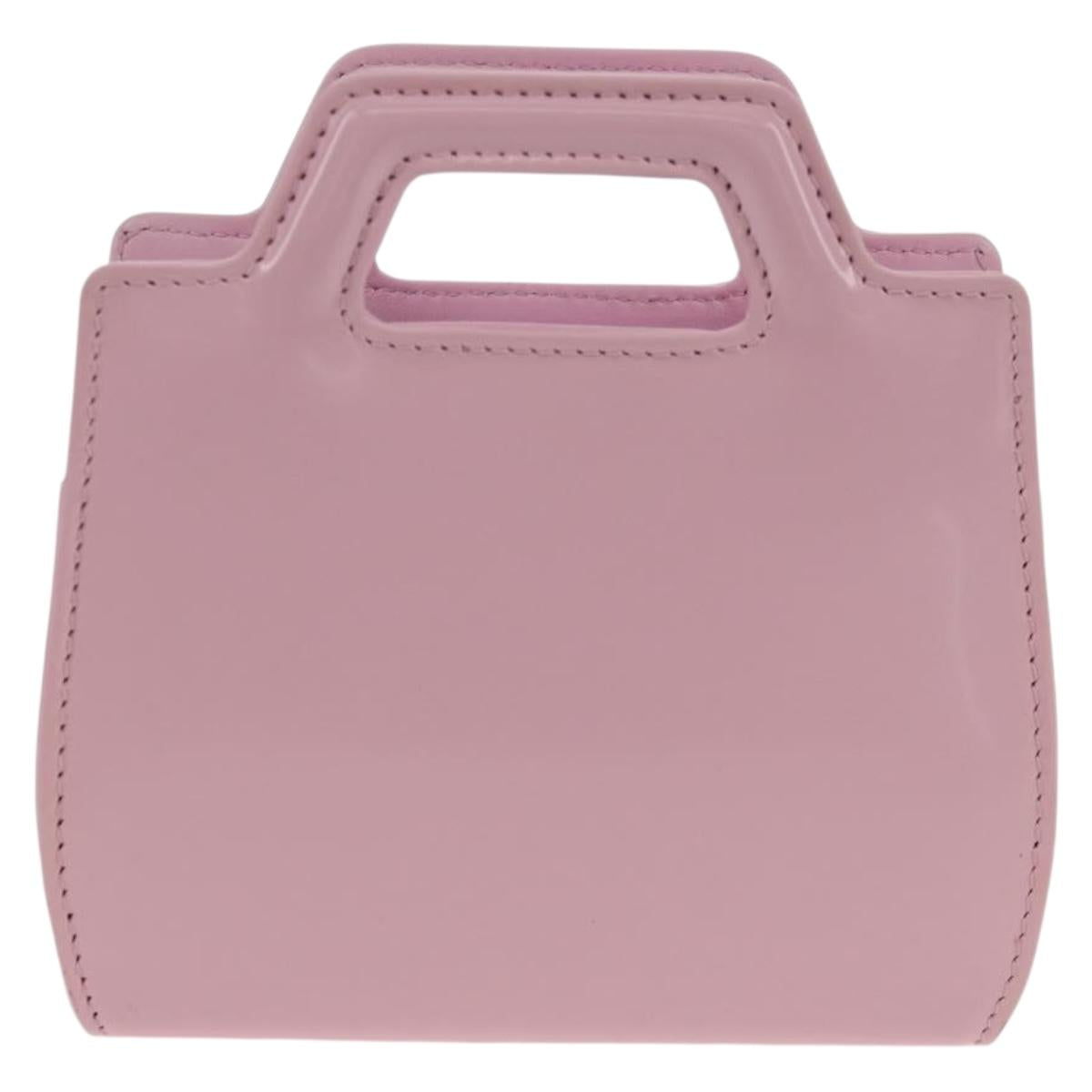 Salvatore Ferragamo Chain Gancini Shoulder Pouch Enamel 2way Pink Auth 156294V